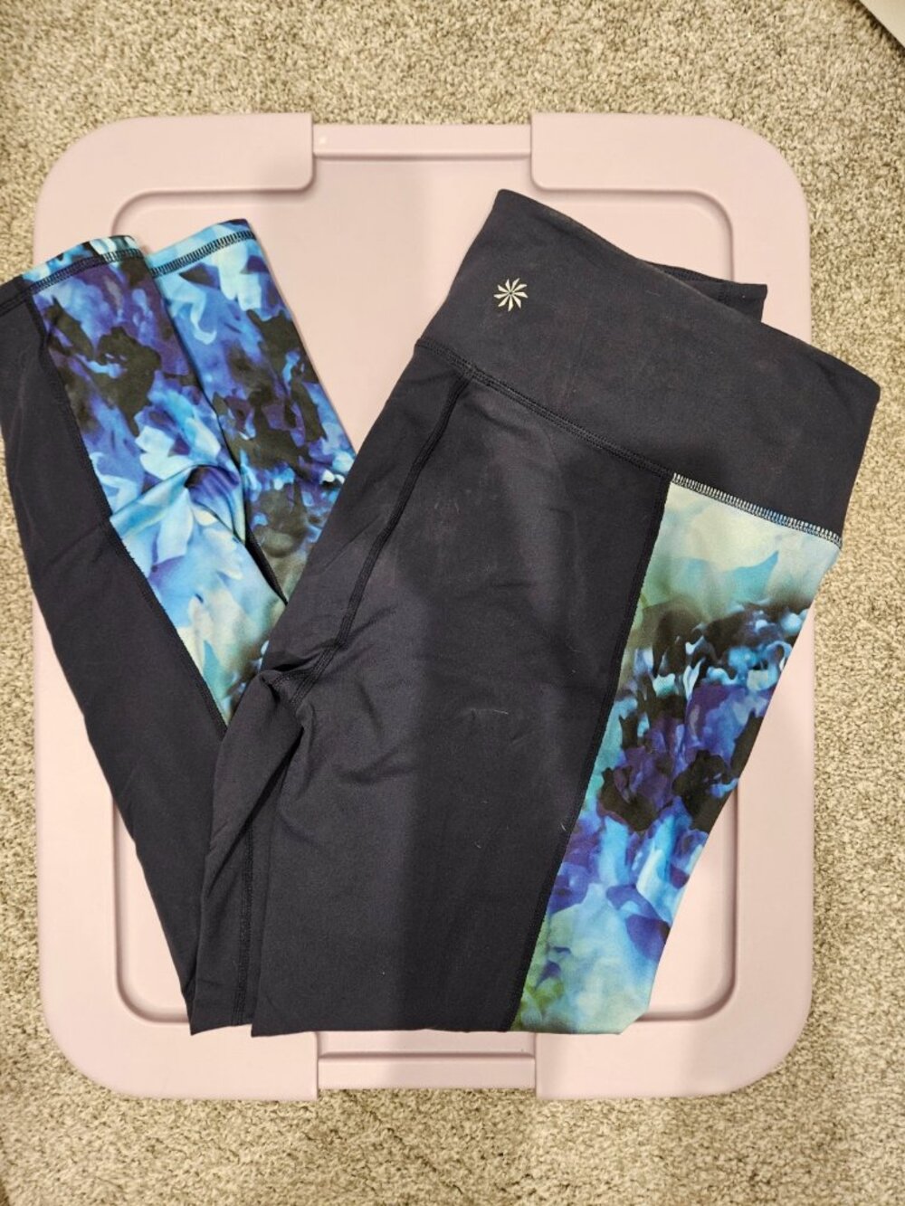 Blue Floral Athleta Leggings